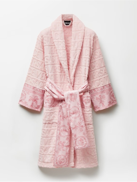 Versace Other - Versace Pink Logo Jacquard Robe + Slippers